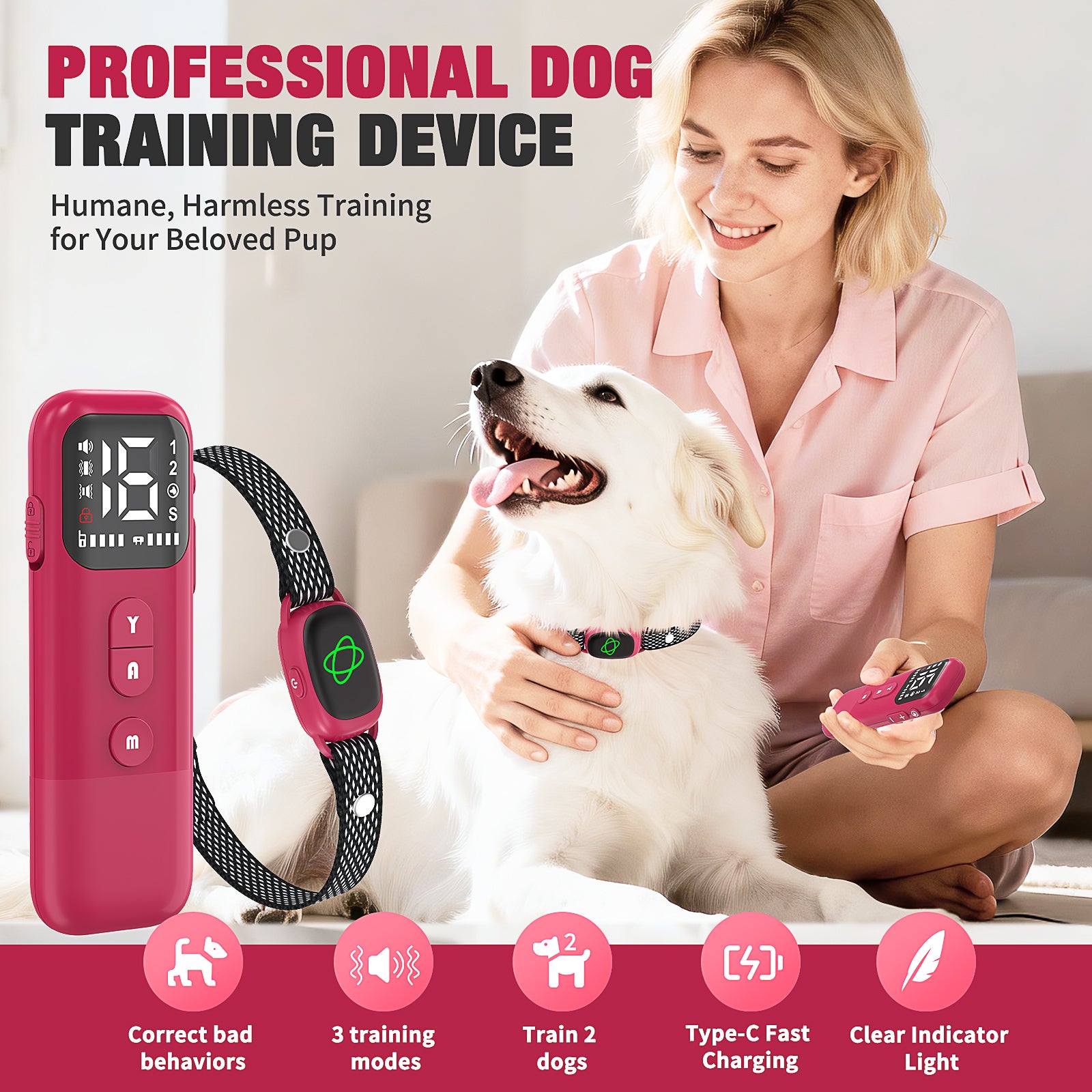 Jewyow 2-in-1 Dog Bark Collar with Remote & Auto Mode – 2600FT Electric Training Collar, IP67 Waterproof for Small Medium Large Dogs