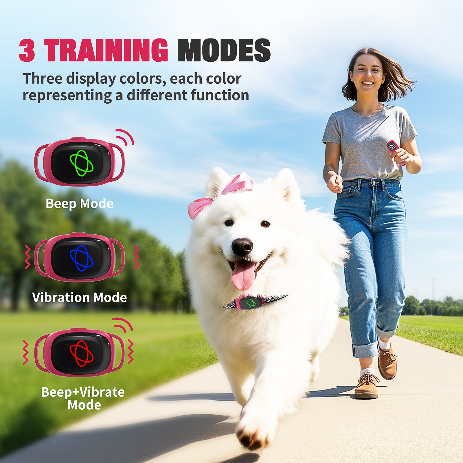Jewyow 2-in-1 Dog Bark Collar with Remote & Auto Mode – 2600FT Electric Training Collar, IP67 Waterproof for Small Medium Large Dogs