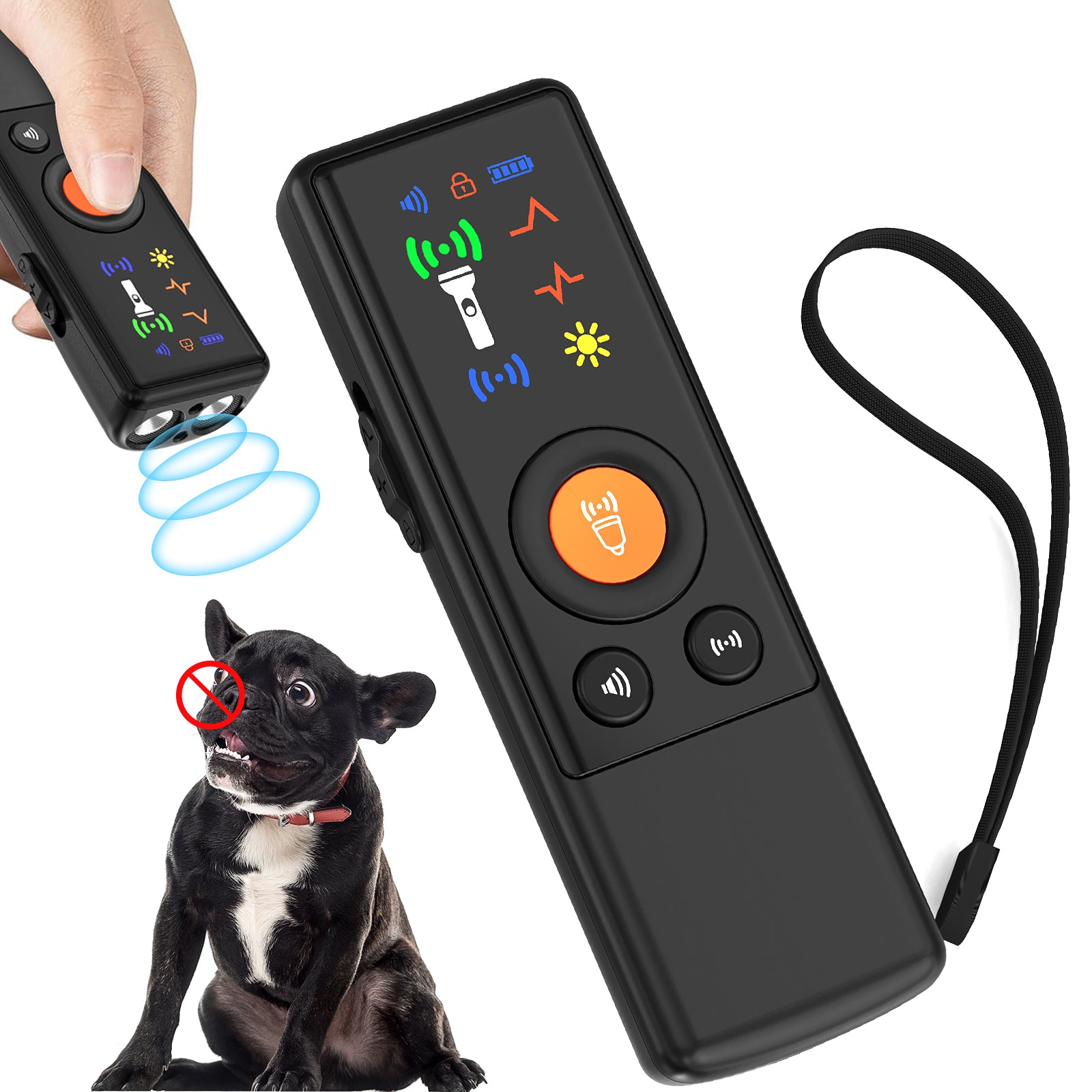 Jewyow Ultrasonic Dog Bark Deterrent Device - Indoor & Outdoor Anti-Barking Control with No Shock, Long Range for Small, Medium, Large Dogs