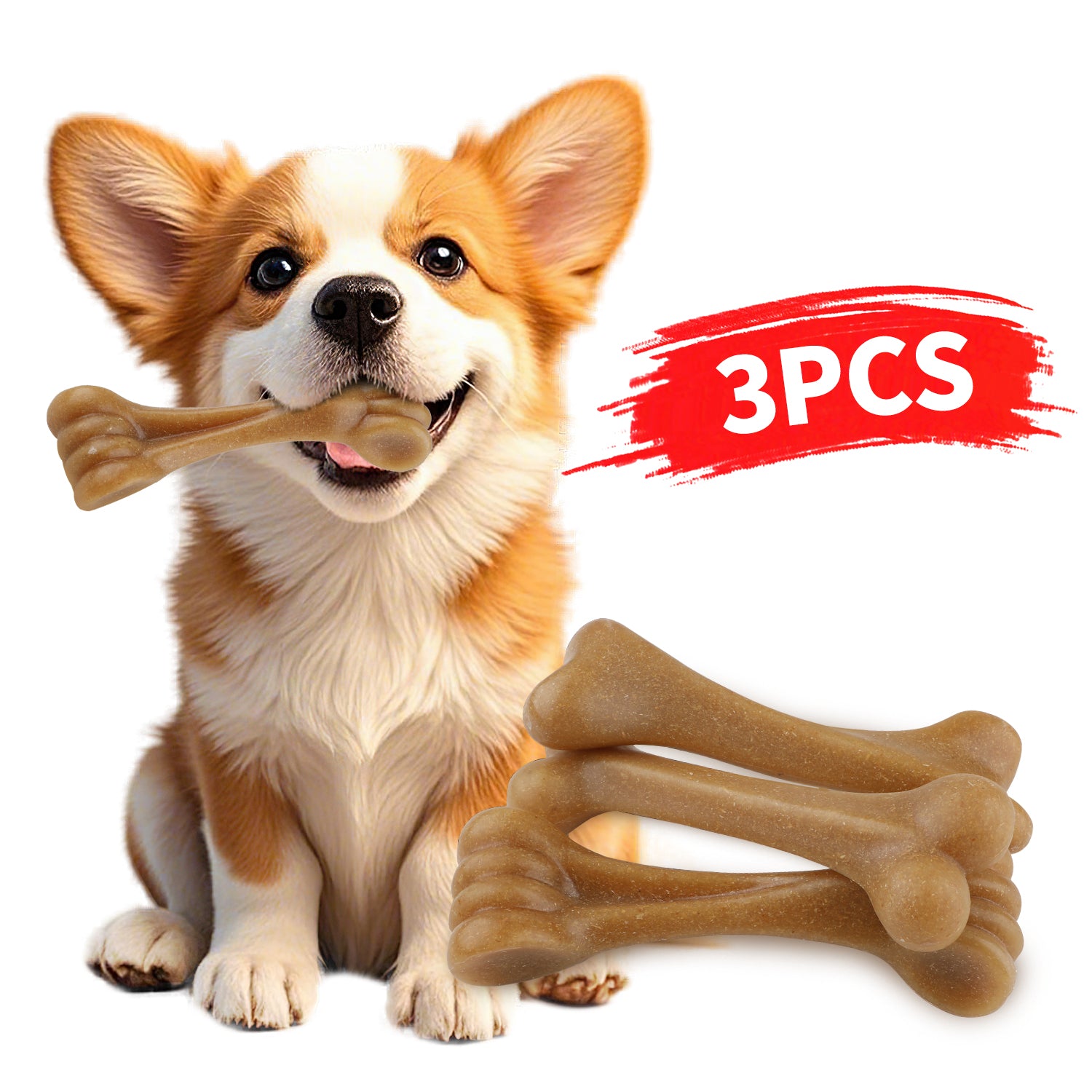 Jewyow Dog Toys for Aggressive Chewers-Dog Toy Bone, 3 Pack