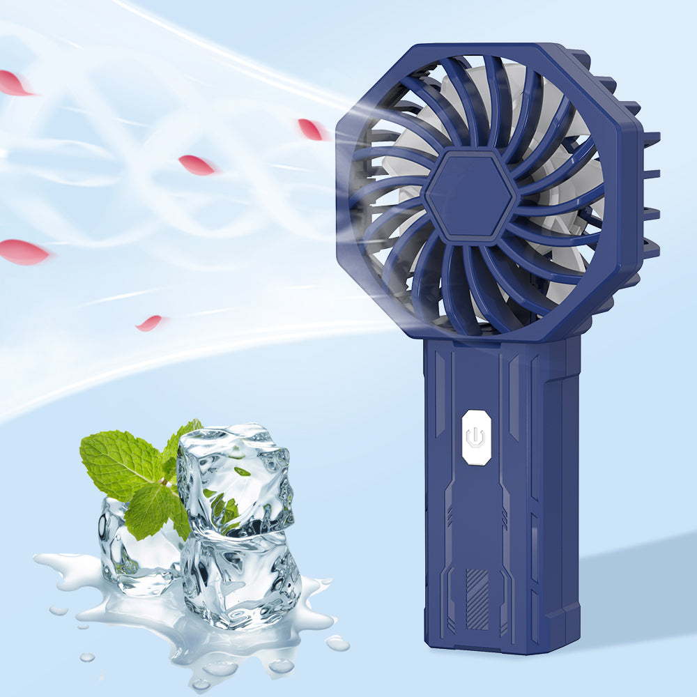 Mini Portable Handheld Fan, Rechargeable Personal Fan with 3 Speeds, Compact Pocket Desk Fan for Travel, Office, Makeup, Camping, Bedroom & Outdoor Use, 7-Color LED Light, Black