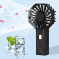 Mini Portable Handheld Fan, Rechargeable Personal Fan with 3 Speeds, Compact Pocket Desk Fan for Travel, Office, Makeup, Camping, Bedroom & Outdoor Use, 7-Color LED Light, Black