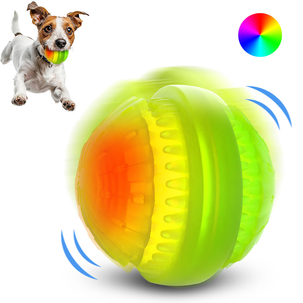 Jewyow Rechargeable Light Up Dog Ball, Interactive Water Resistant Chew Toy with LED for Puppies & Dogs of All Sizes