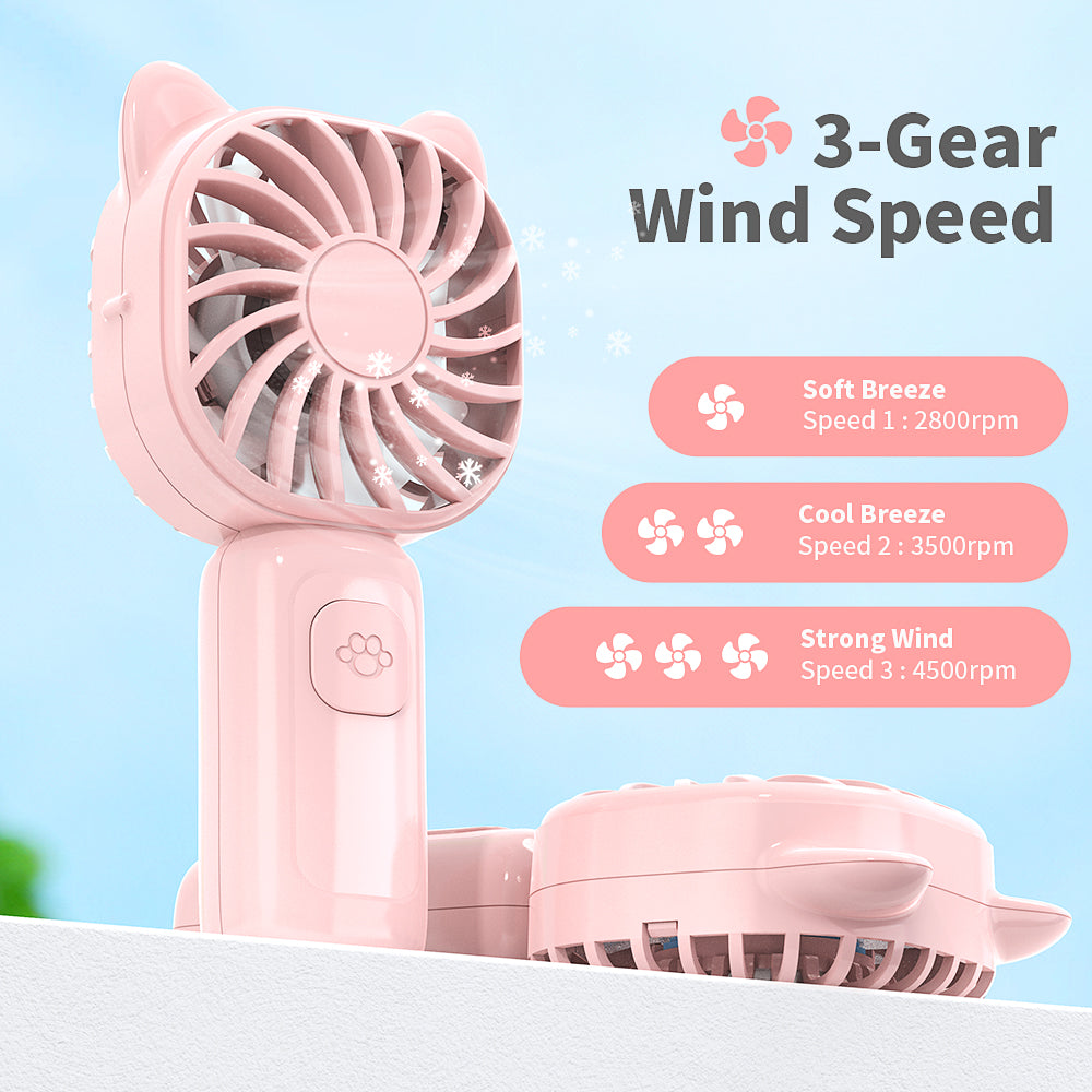 Mini Portable Handheld Fan with 7-Color LED Light, Rechargeable Personal Fan, 3 Speeds Small Pocket Fan, Lightweight USB Desk Fan for Women, Men, Kids, Office, Travel, Camping, Blue