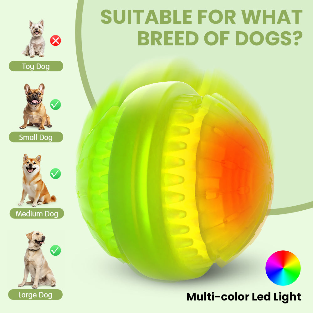 Jewyow Rechargeable Light Up Dog Ball, Interactive Water Resistant Chew Toy with LED for Puppies & Dogs of All Sizes