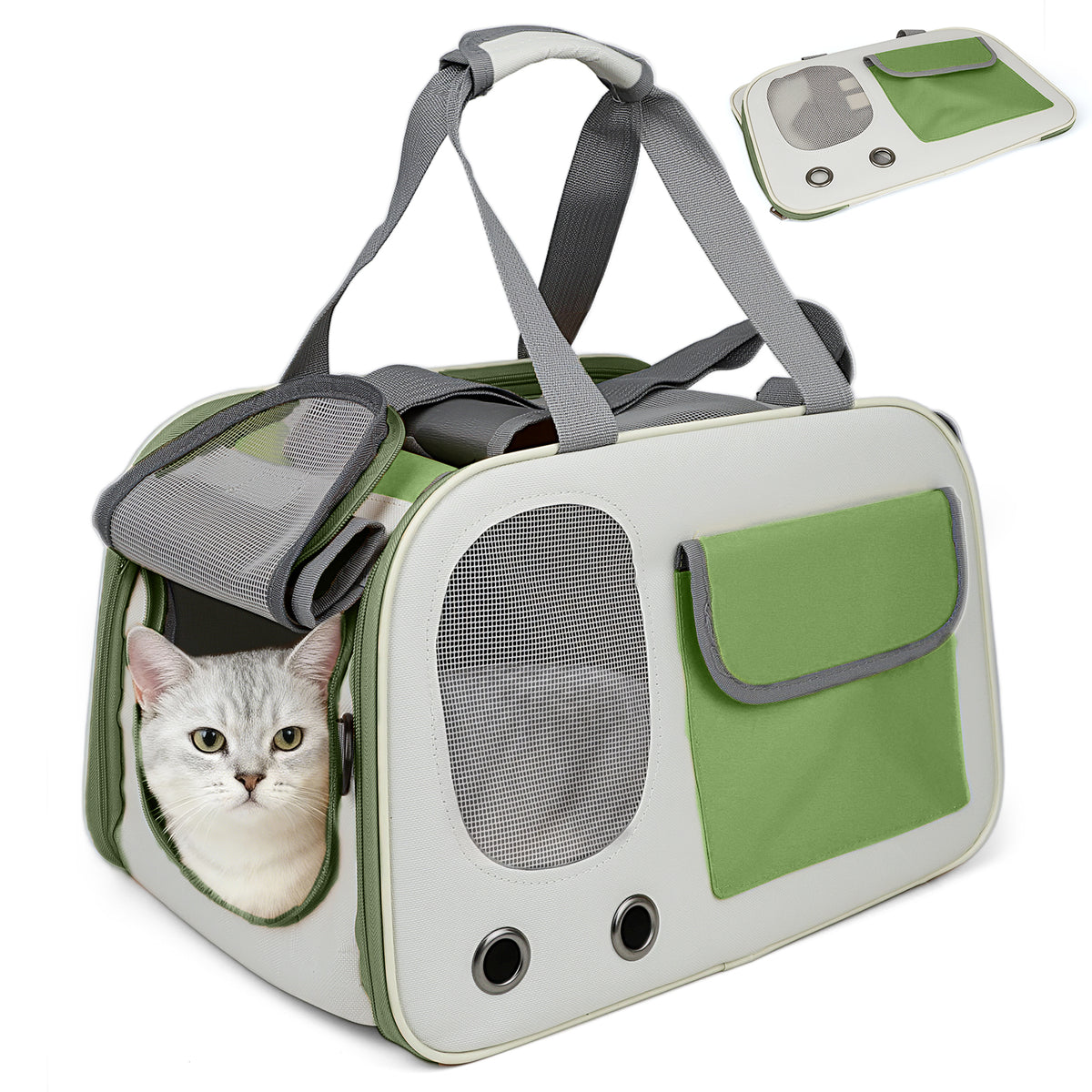Jewyow Cat Carrier – Pet Carrier for Cats & Dogs, Enhanced Ventilation, Safety Locking Zippers, Padded Shoulder Strap (Black)