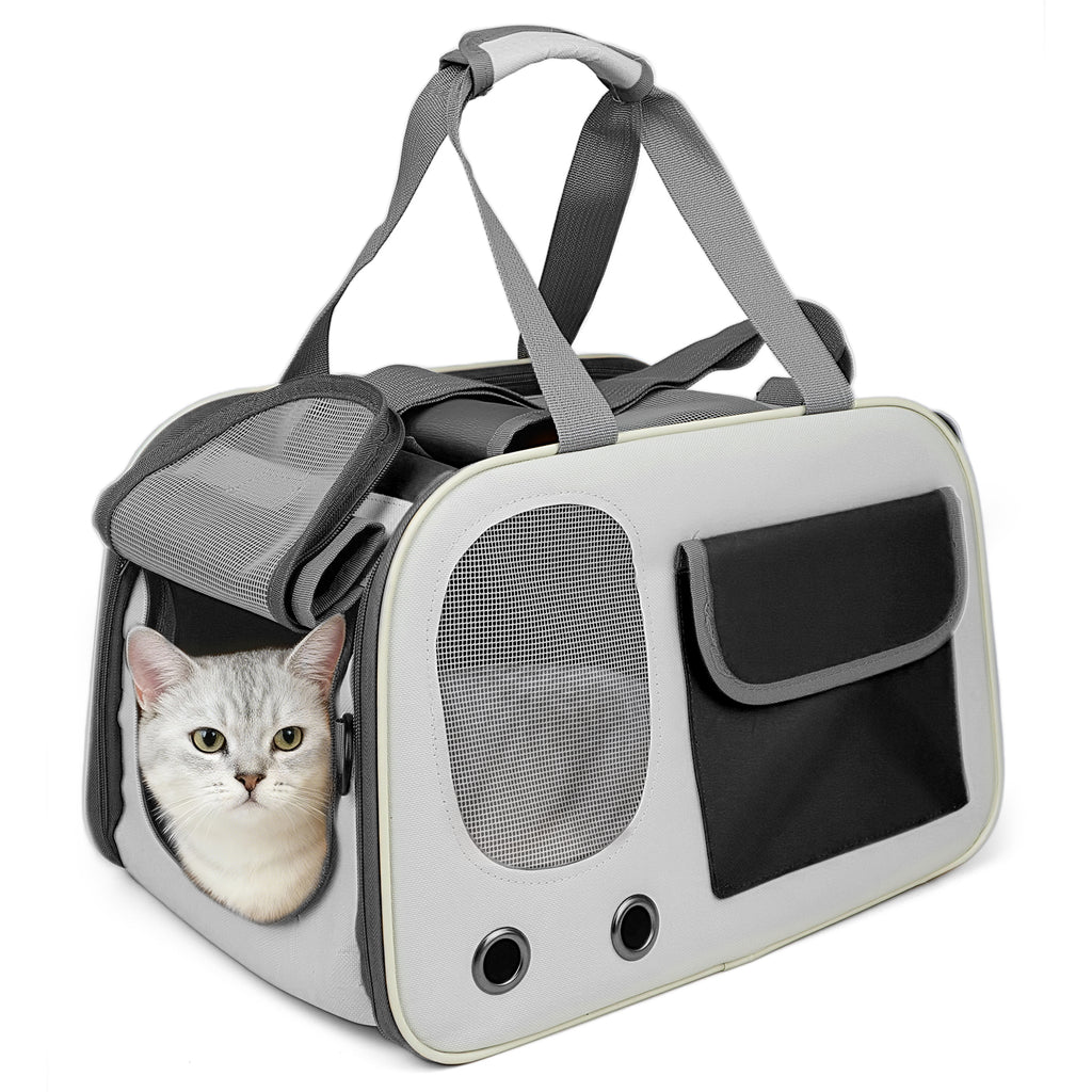 Jewyow Cat Carrier – Pet Carrier for Cats & Dogs, Enhanced Ventilation, Safety Locking Zippers, Padded Shoulder Strap (Black)