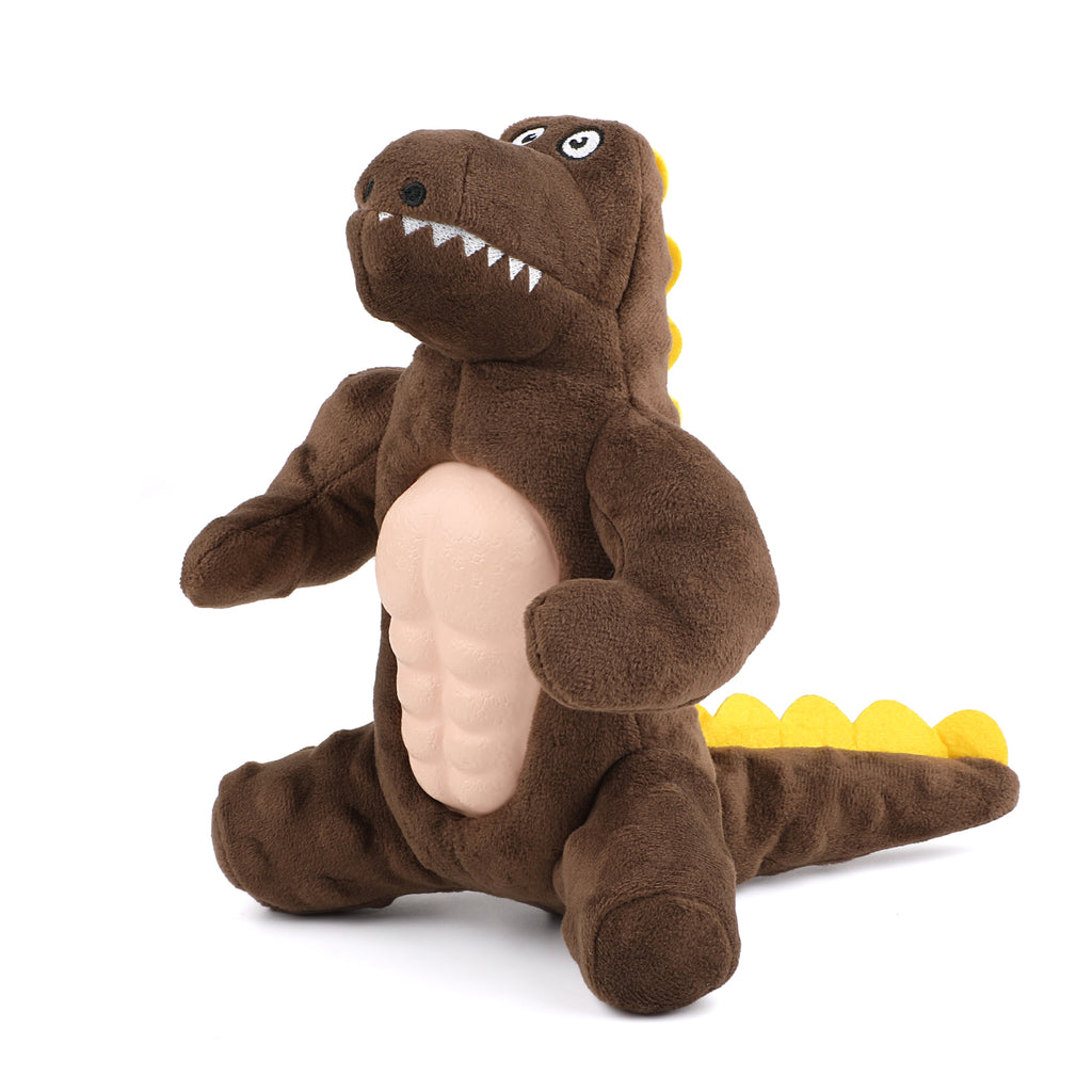 Jewyow Plush Dinosaur Shaped Dog Squeaky Toy, Durable Squeaky Dog Toy