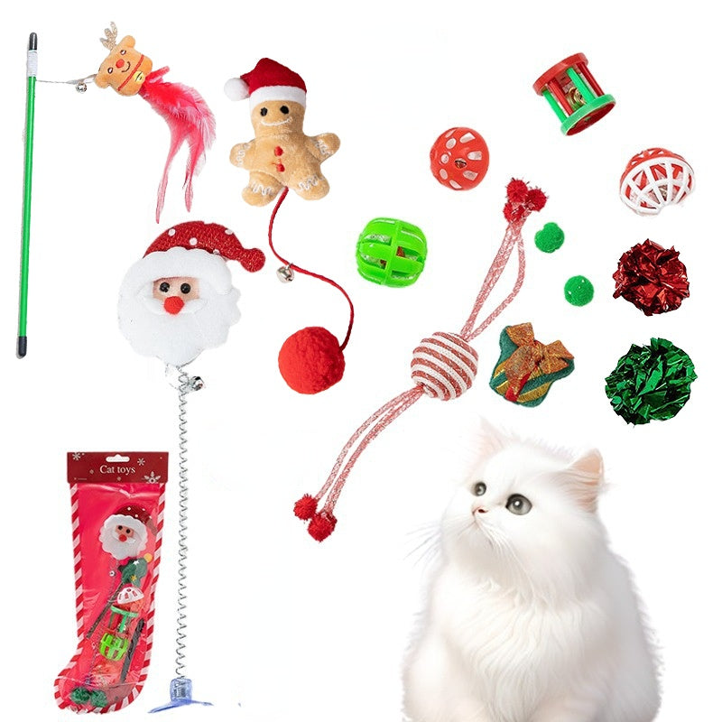 Christmas Cat Toys 11 PCS Assorted Interactive Gift Set – Includes Spring Toy, Mouse & Crinkle Balls, Perfect Stocking Stuffers for Indoor Kitten Fetch Play