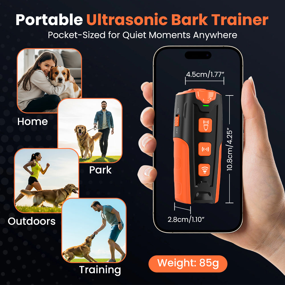 Jewyow Ultrasonic Dog Bark Deterrent, 23 Ft Effective Range, Rechargeable Anti-Barking Training Device for Dogs