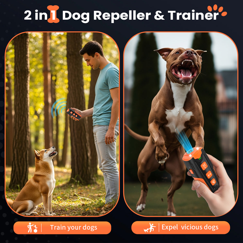 Jewyow Ultrasonic Dog Bark Deterrent, 23 Ft Effective Range, Rechargeable Anti-Barking Training Device for Dogs