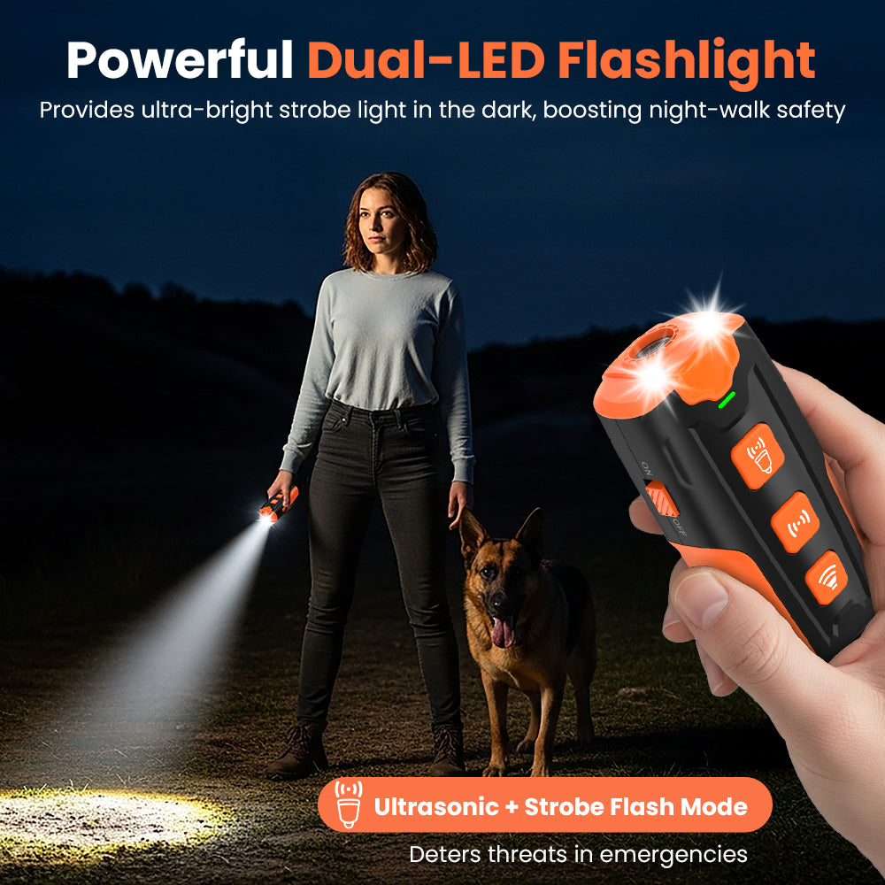 Jewyow Ultrasonic Dog Bark Deterrent, 23 Ft Effective Range, Rechargeable Anti-Barking Training Device for Dogs