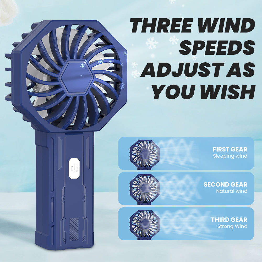 Mini Portable Handheld Fan, Rechargeable Personal Fan with 3 Speeds, Compact Pocket Desk Fan for Travel, Office, Makeup, Camping, Bedroom & Outdoor Use, 7-Color LED Light, Black