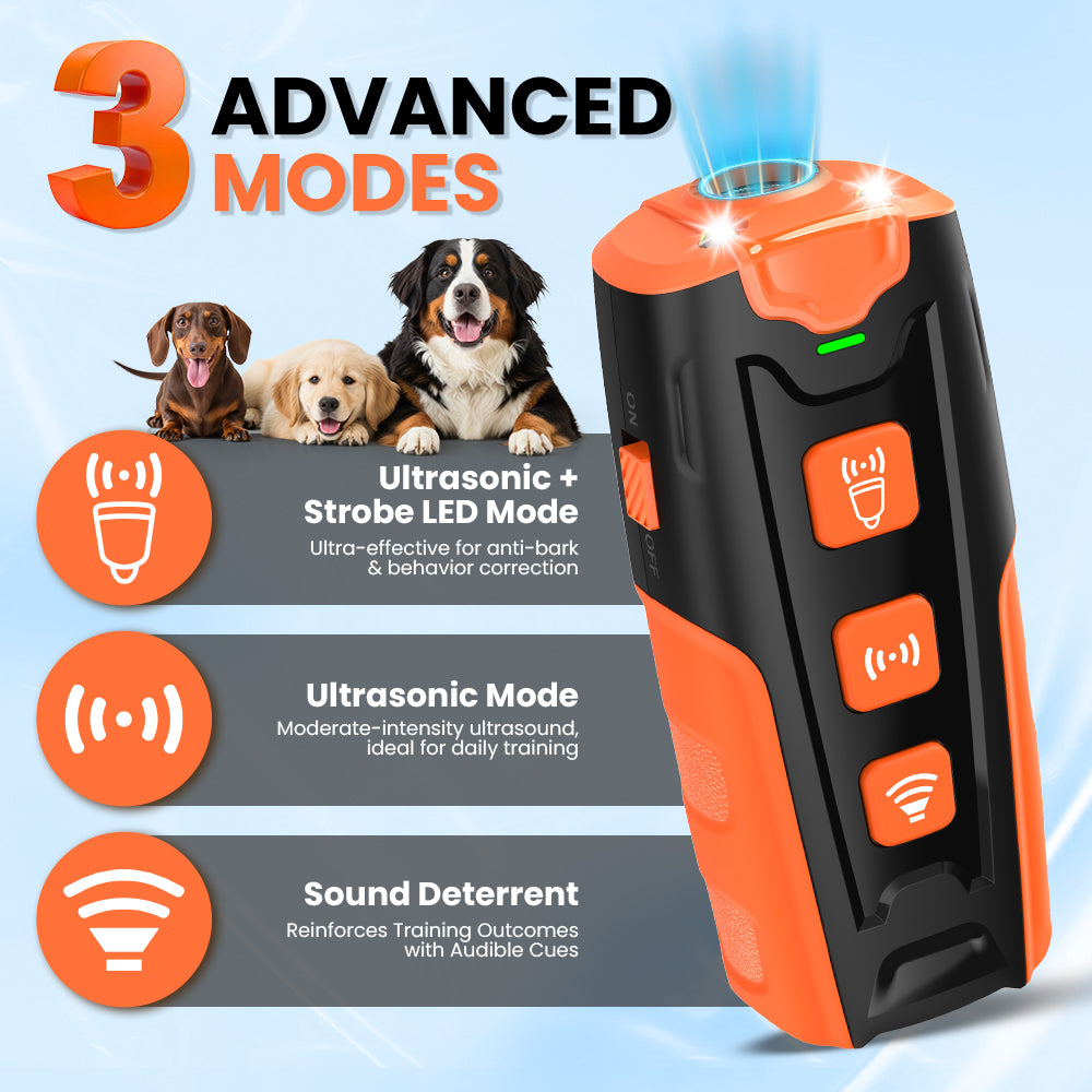Jewyow Ultrasonic Dog Bark Deterrent, 23 Ft Effective Range, Rechargeable Anti-Barking Training Device for Dogs