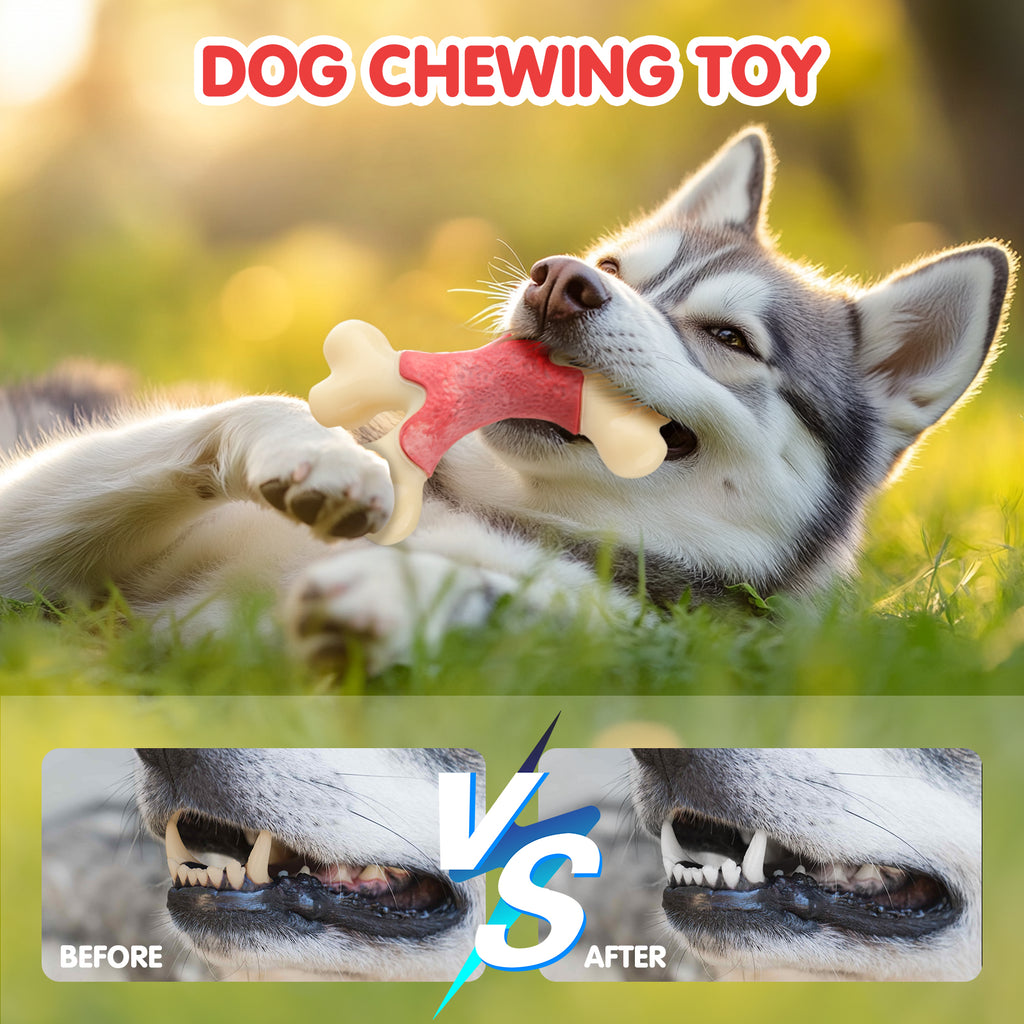 Dog Toy for Aggressive Chewer- for Large Medium Dogs, Food Bone Toy for Dogs, Teething ,Beef Flavored Dog Chew Toys