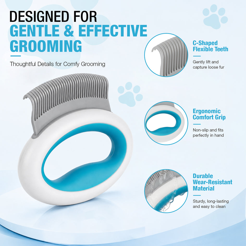 Jewyow 2pcs Cat Paw Hair Remover Comb for Pets, Blue Plastic Pet Grooming Brush for Dematting and Shedding Control, Suitable for Cats and Dogs Indoor Grooming