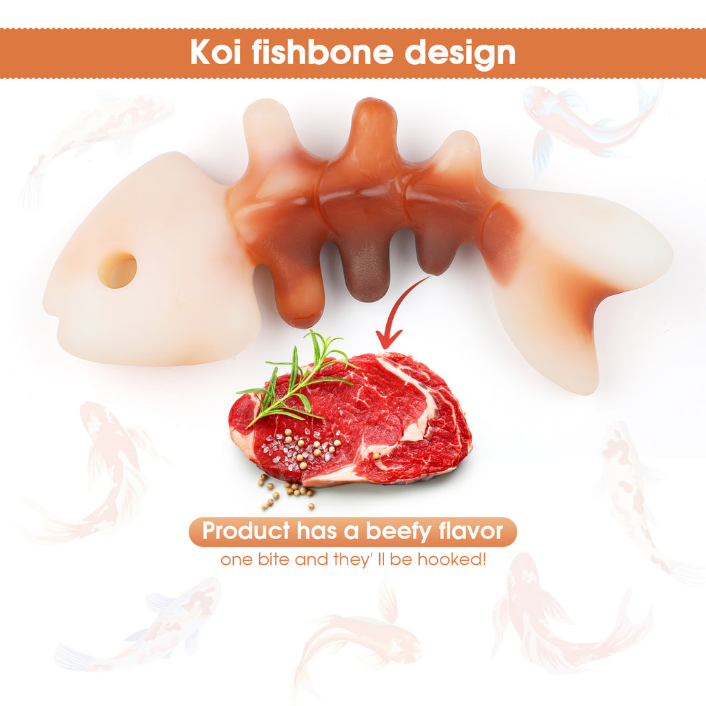 Charkool Fishbone Durable Dog Chew Toy for Aggressive Chewers, Real Fish, Nylon Pet Toys