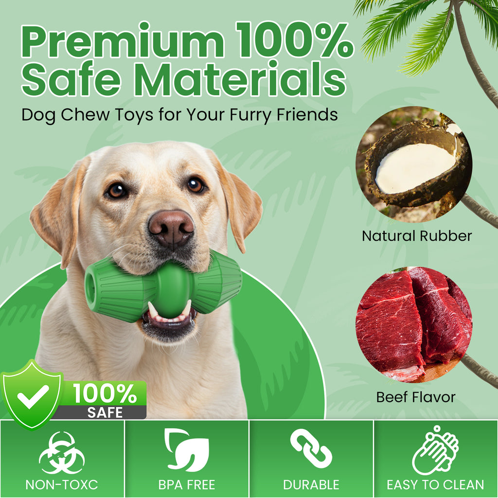 Jewyow Rubber Dog Chew Toy for Aggressive Chewers - Beef Flavored Indestructible Dog Toys for Large Dogs, Leak-Proof Chewing Toy for Powerful Jaws