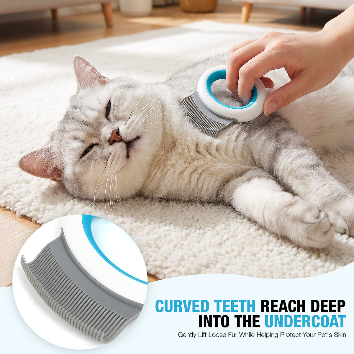 Jewyow 2pcs Cat Paw Hair Remover Comb for Pets, Blue Plastic Pet Grooming Brush for Dematting and Shedding Control, Suitable for Cats and Dogs Indoor Grooming