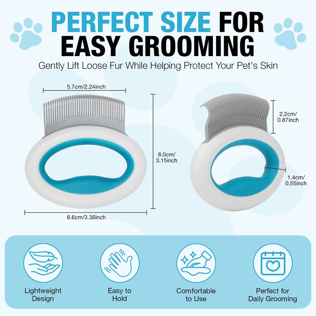 Jewyow 2pcs Cat Paw Hair Remover Comb for Pets, Blue Plastic Pet Grooming Brush for Dematting and Shedding Control, Suitable for Cats and Dogs Indoor Grooming