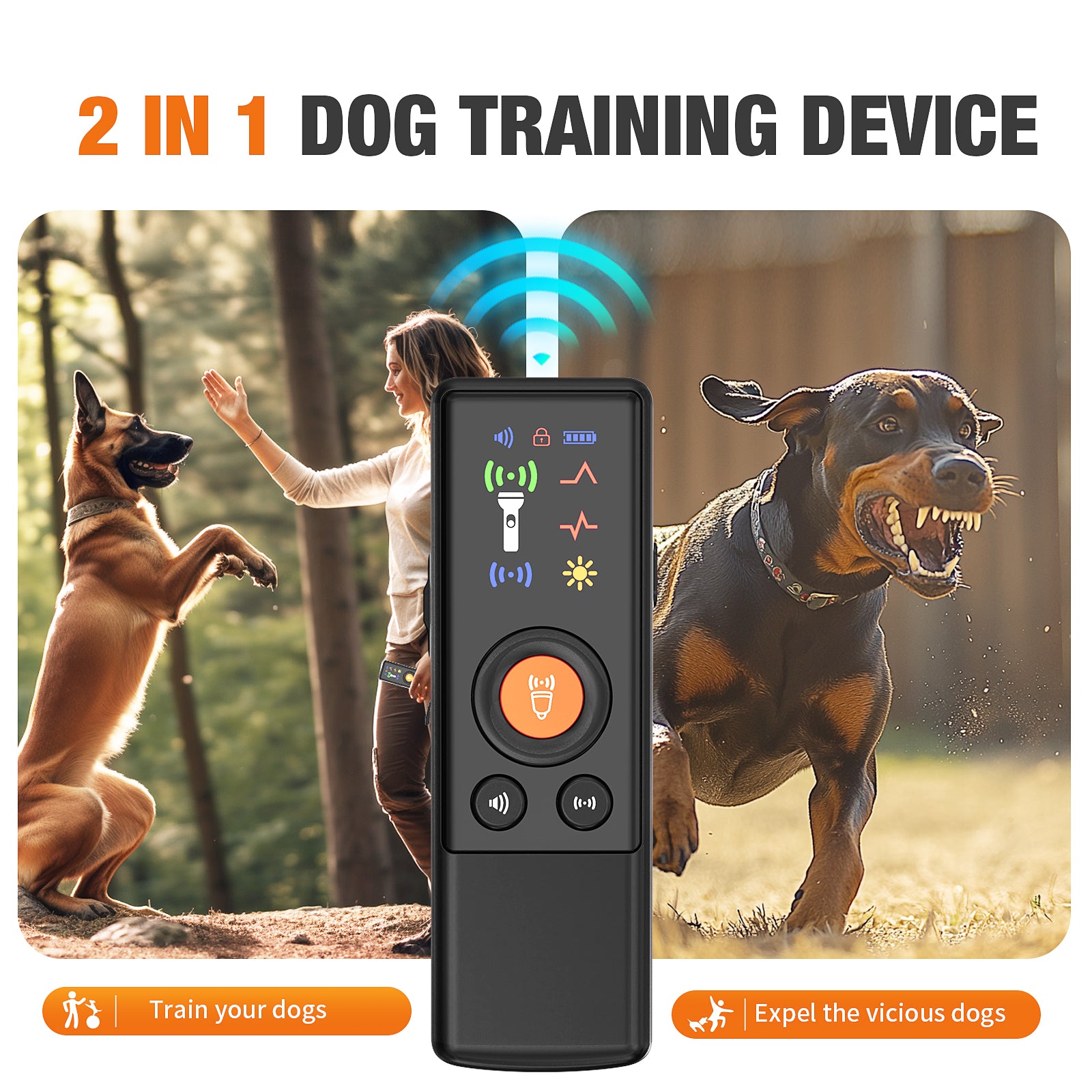 Jewyow Ultrasonic Dog Bark Deterrent Device - Indoor & Outdoor Anti-Barking Control with No Shock, Long Range for Small, Medium, Large Dogs