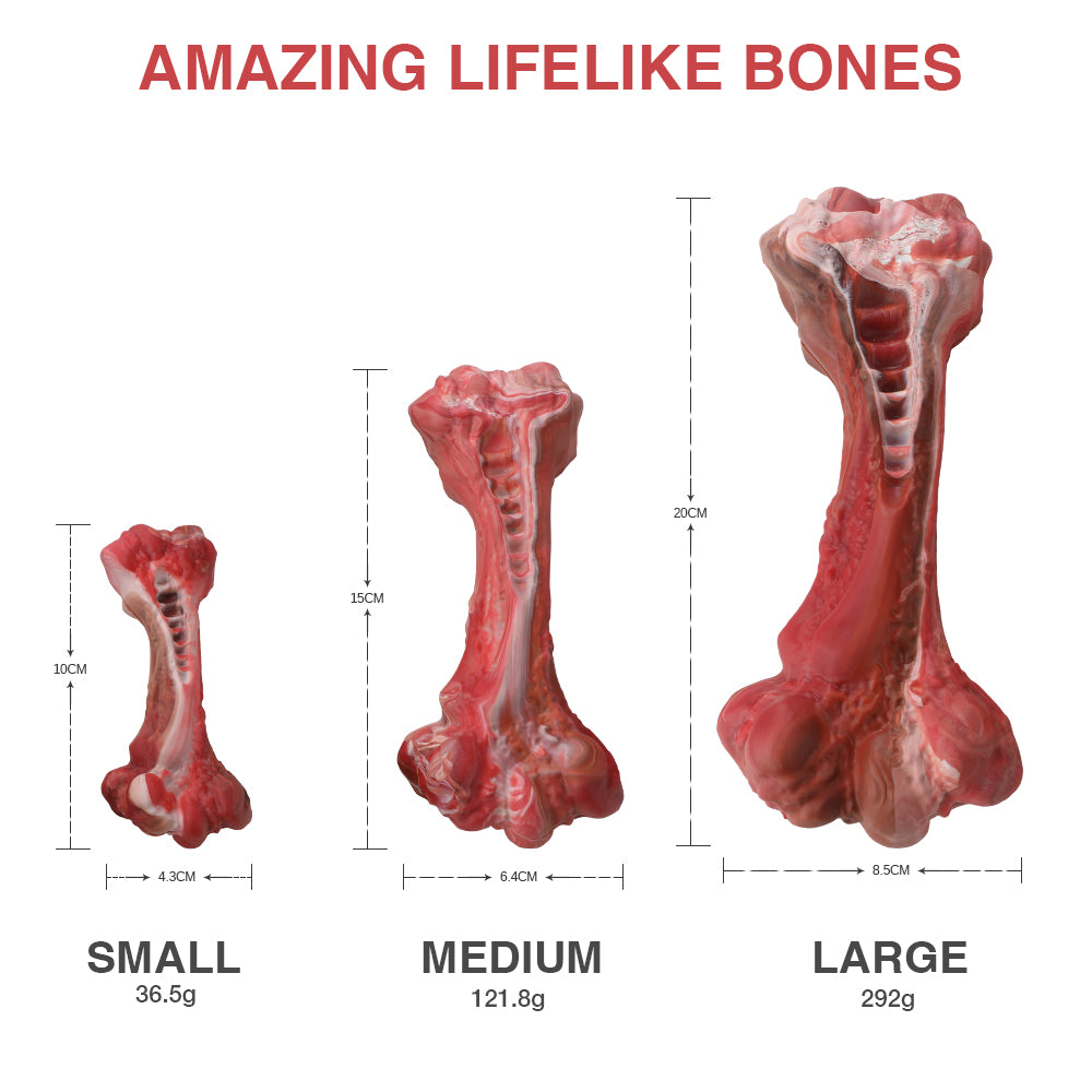 Jewyow Dog Chew Toys for Aggressive Chewers, Large Beef Flavor Durable Teething Bones for Dogs, Dog Bone Toys, Red