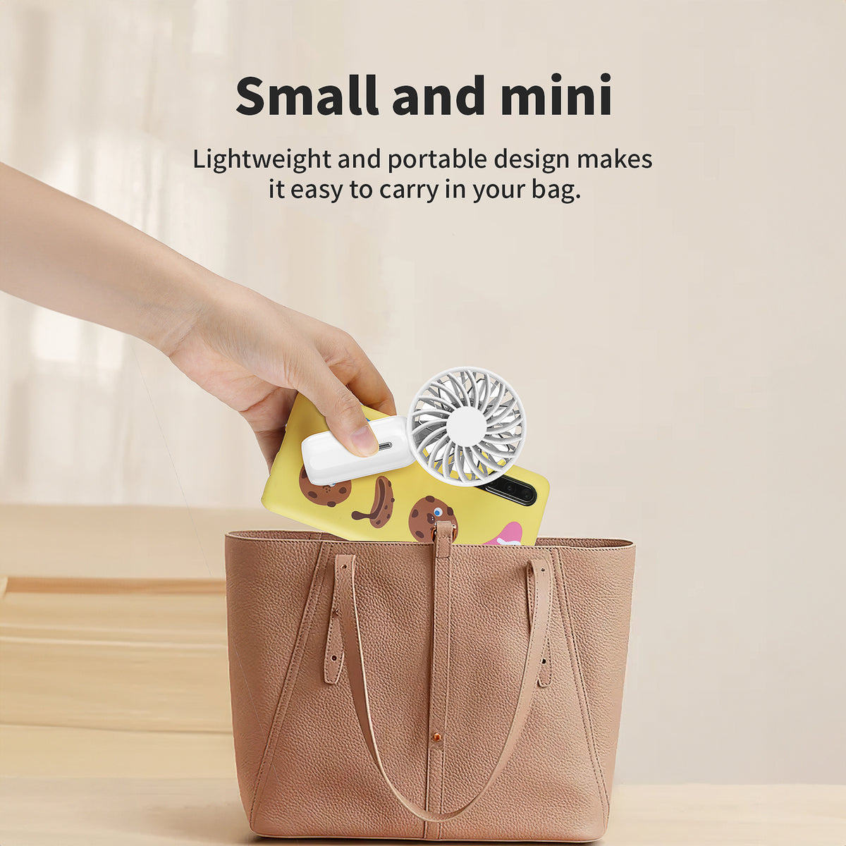 RUXAN Mini Portable Fan - Rechargeable Handheld Fan, 7 Color LED Lights, 3 Speeds Personal Small Pocket Fan for Travel, Makeup, Eyelash Extensions, Kids, Girls, Women - White