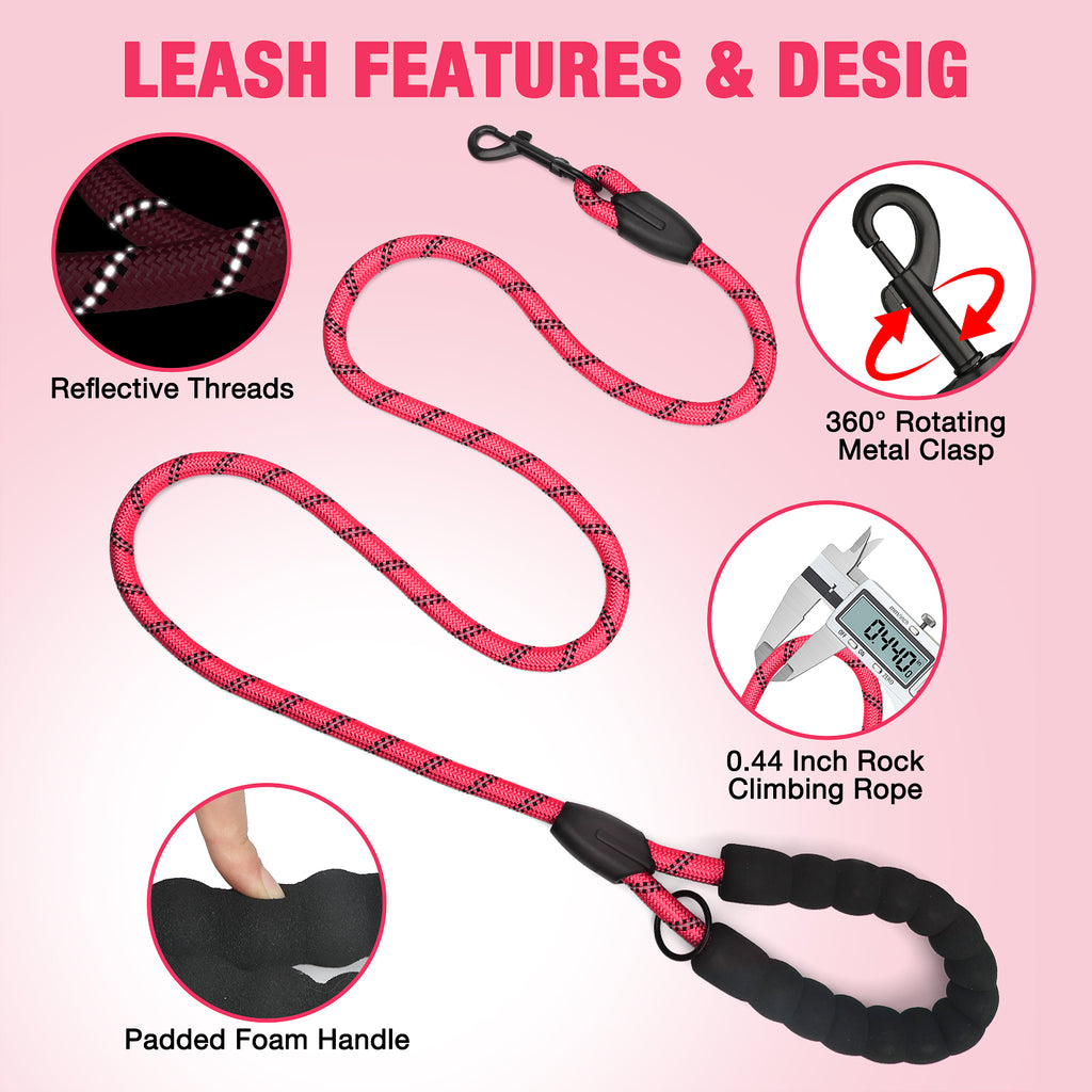 Jewyow Double Dog Leash, 360° Swivel Tangle Free Bungee Walking Training for Large Medium Dogs, Reflective Dog Leash for 2 Dogs