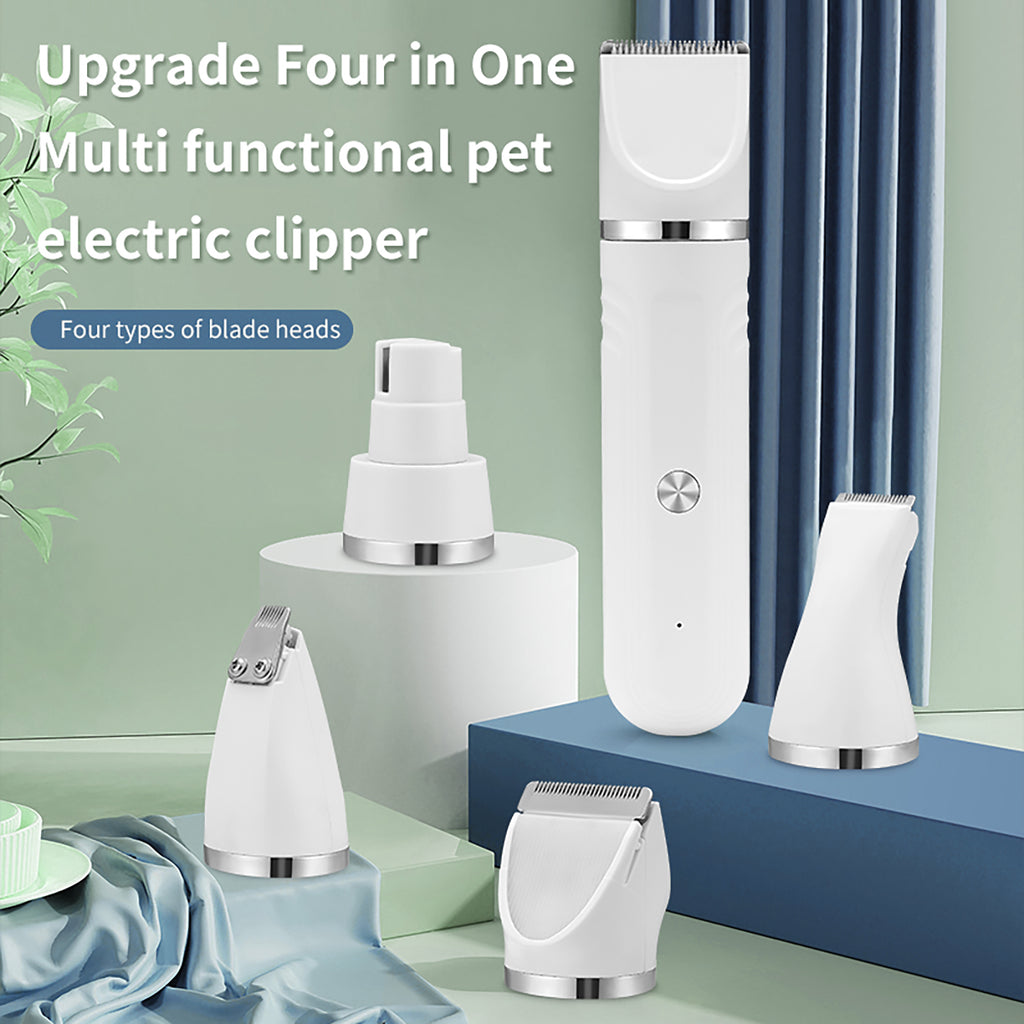 Jewyow Dog Hair Clippers, Dog Grooming Kit for Thick Hair, Low Noise Dog Shaver Clipper with 4 Comb Guides, White