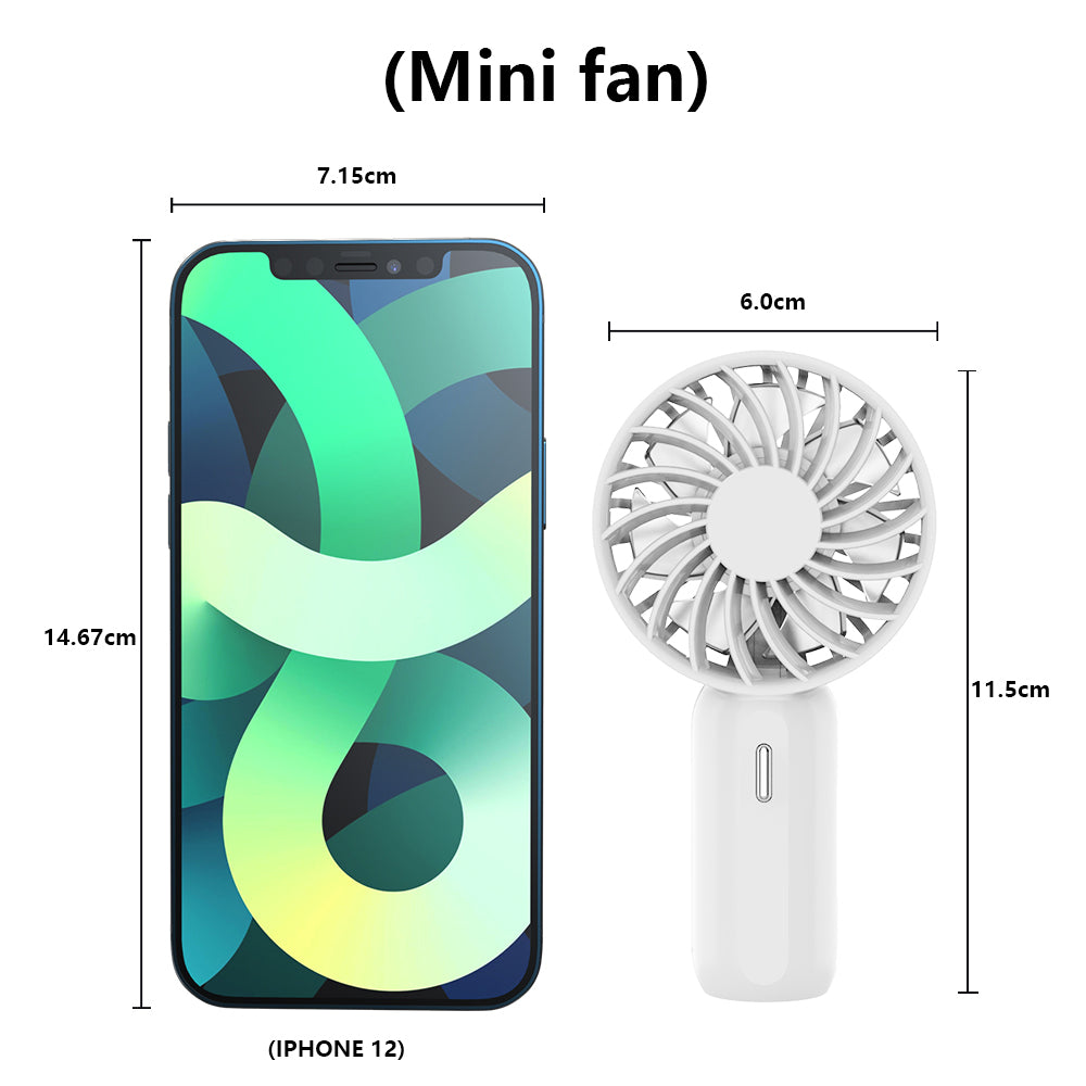 RUXAN Mini Portable Fan - Rechargeable Handheld Fan, 7 Color LED Lights, 3 Speeds Personal Small Pocket Fan for Travel, Makeup, Eyelash Extensions, Kids, Girls, Women - White